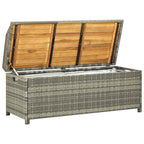Gartenbank mit Stauraum 120 cm Poly Rattan Grau