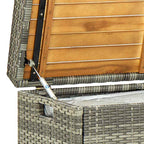 Gartenbank mit Stauraum 120 cm Poly Rattan Grau