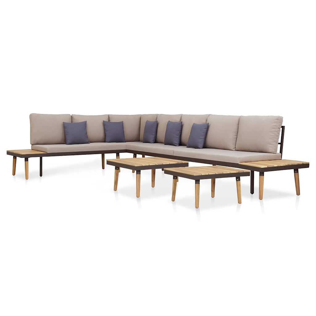 7-tlg. Garten-Lounge-Set mit Kissen Massivholz Akazie Braun