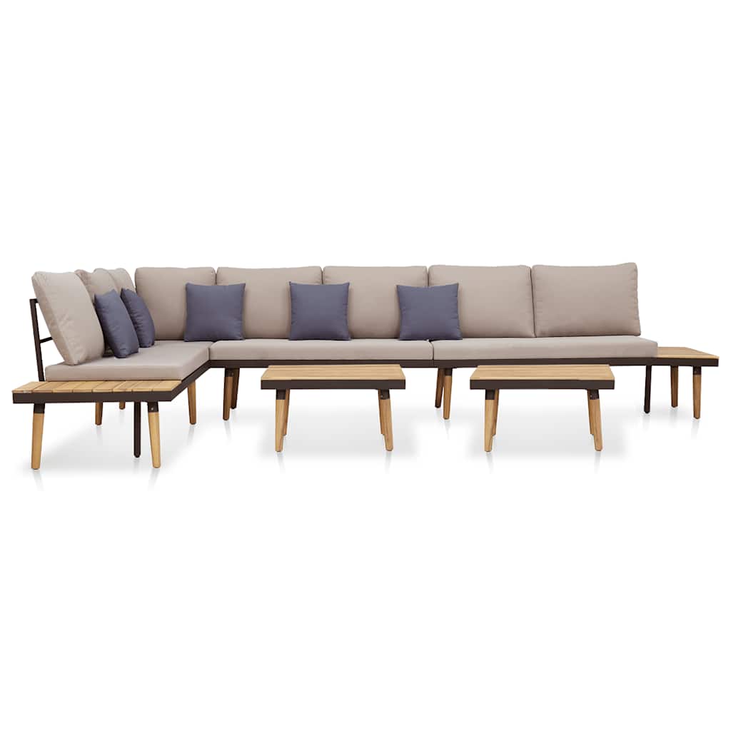 7-tlg. Garten-Lounge-Set mit Kissen Massivholz Akazie Braun