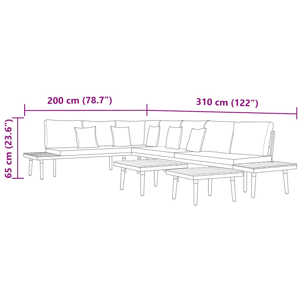 7-tlg. Garten-Lounge-Set mit Kissen Massivholz Akazie Braun