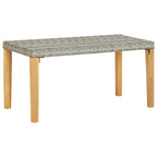 Gartenbank 120 cm Grau Poly Rattan und Massivholz Akazie