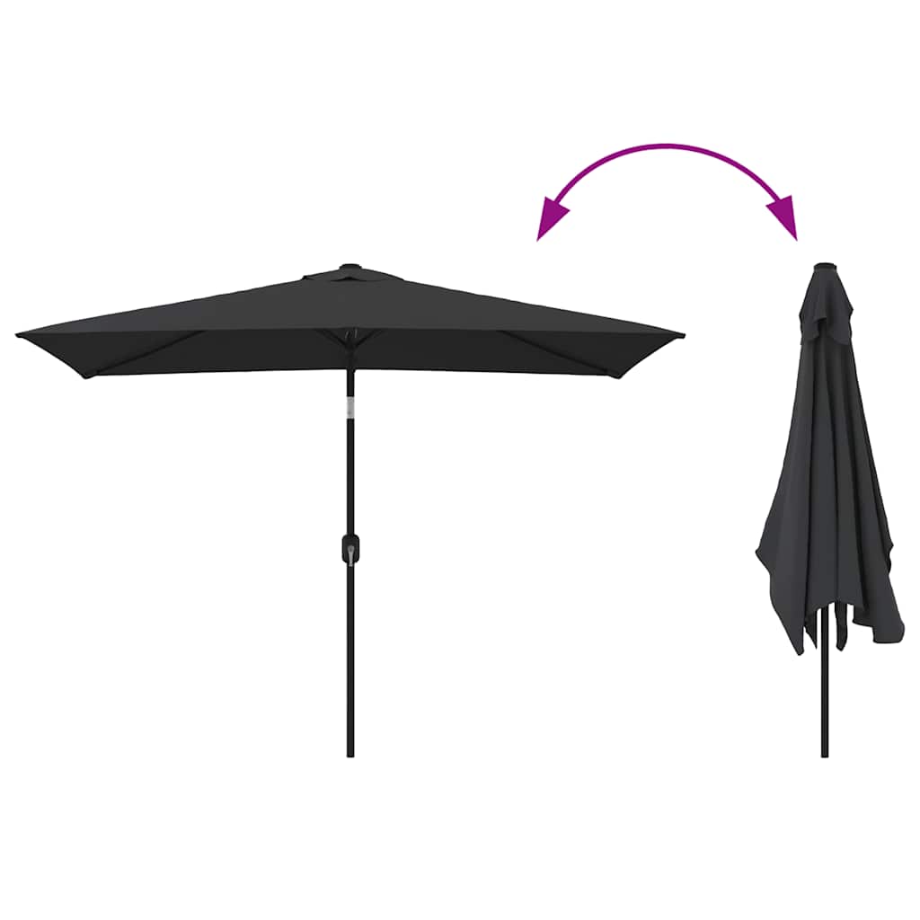 Sonnenschirm mit Metall-Mast 300x200 cm Schwarz