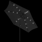 Sonnenschirm mit LED-Leuchten und Stahlmast 300 cm Schwarz