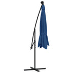 Ampelschirm mit LED-Beleuchtung und Stahl-Mast 300 cm Azurblau
