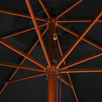 Sonnenschirm mit Holzmast 350 cm Schwarz