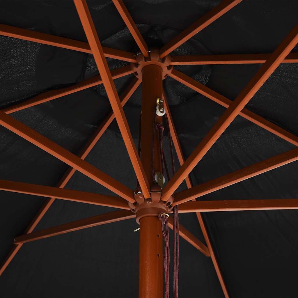 Sonnenschirm mit Holzmast 350 cm Schwarz