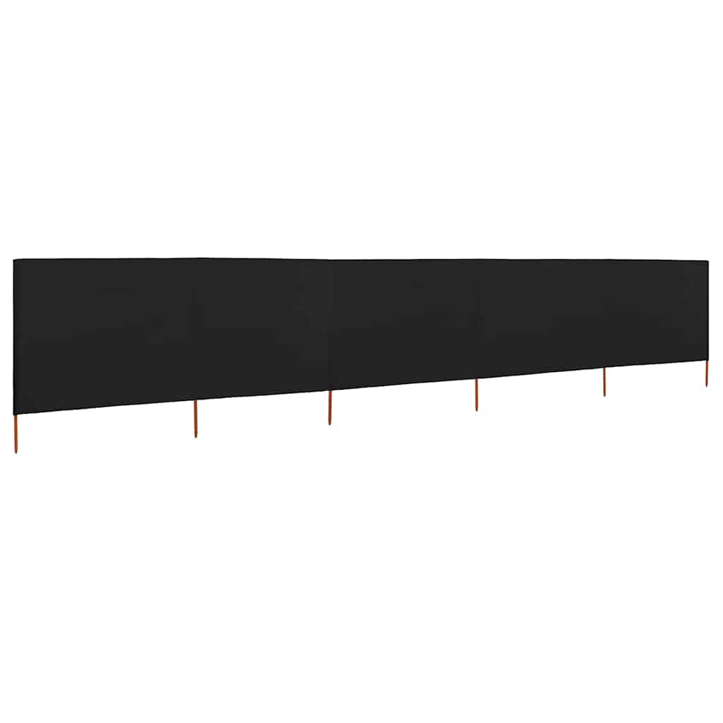 5-teiliges Windschutzgewebe 600 x 80 cm Schwarz