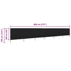 6-teiliges Windschutzgewebe 800 x 160 cm Schwarz