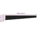 9-teiliges Windschutzgewebe 1200 x 120 cm Schwarz
