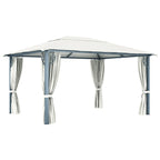 Pavillon mit Vorhängen 400 x 300 cm Creme Aluminium