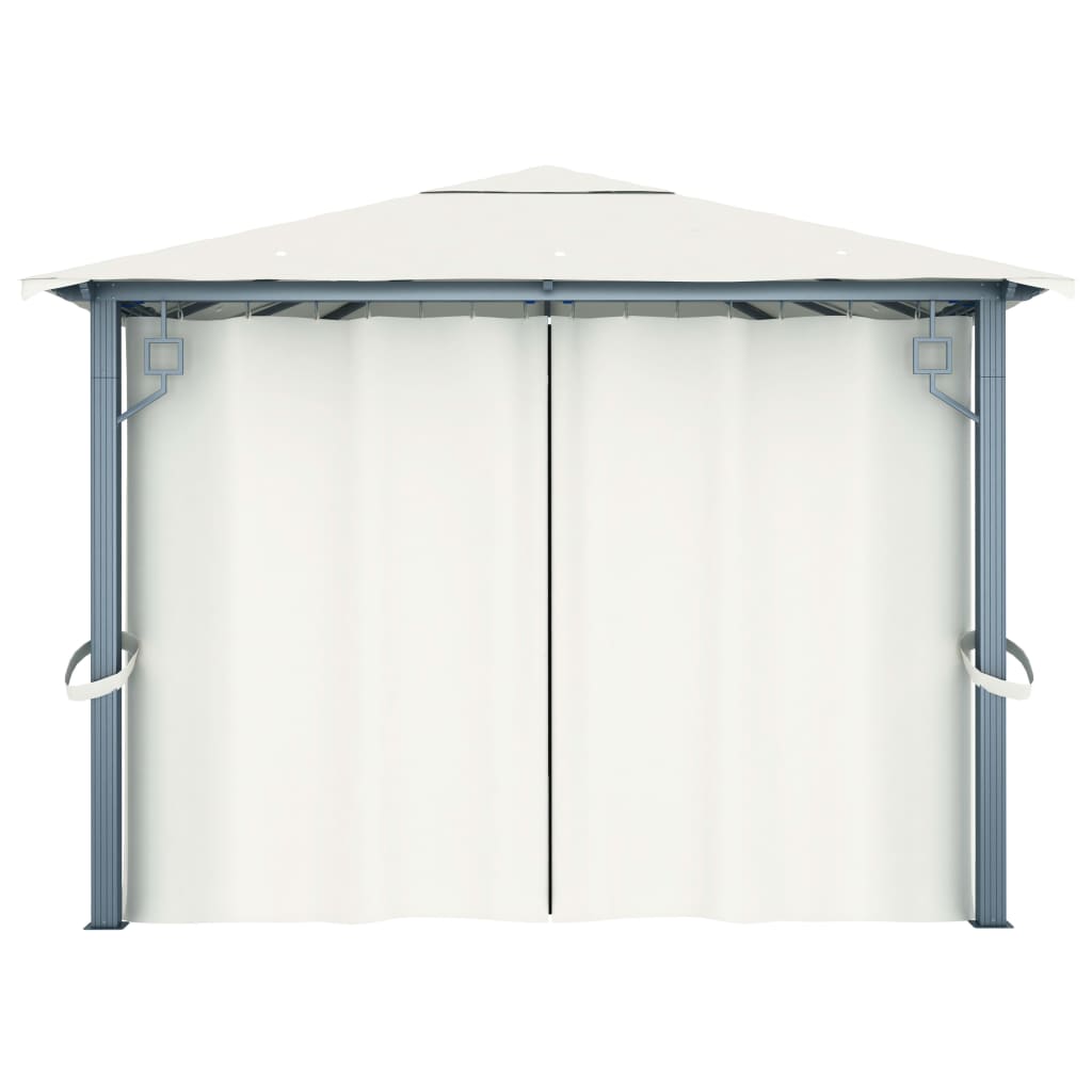Pavillon mit Vorhängen 400 x 300 cm Creme Aluminium
