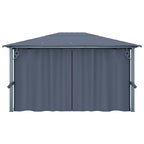 Pavillon mit Vorhängen 400×300 cm Anthrazit Aluminium