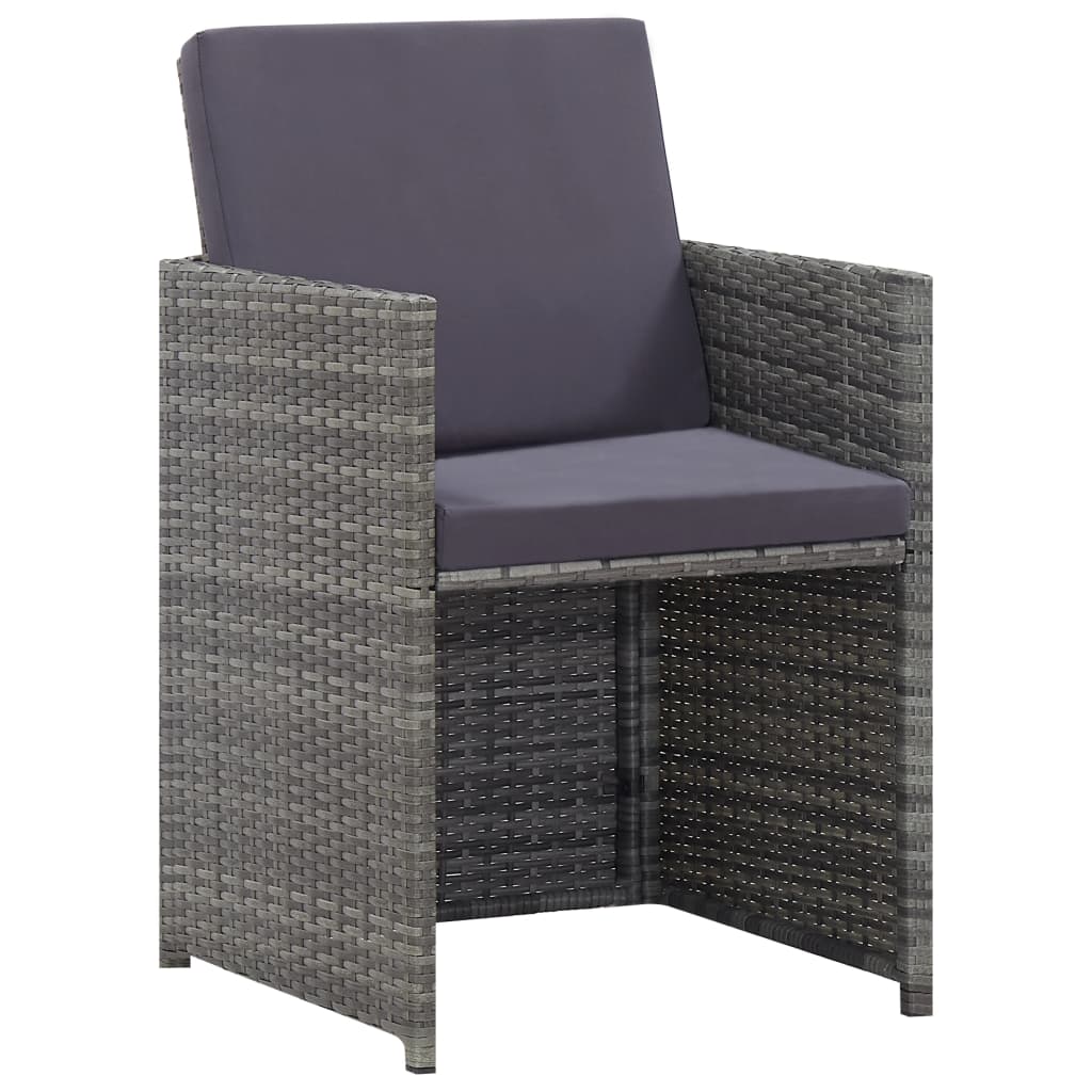 5-tlg. Garten-Essgruppe Poly Rattan Akazie Massivholz Anthrazit