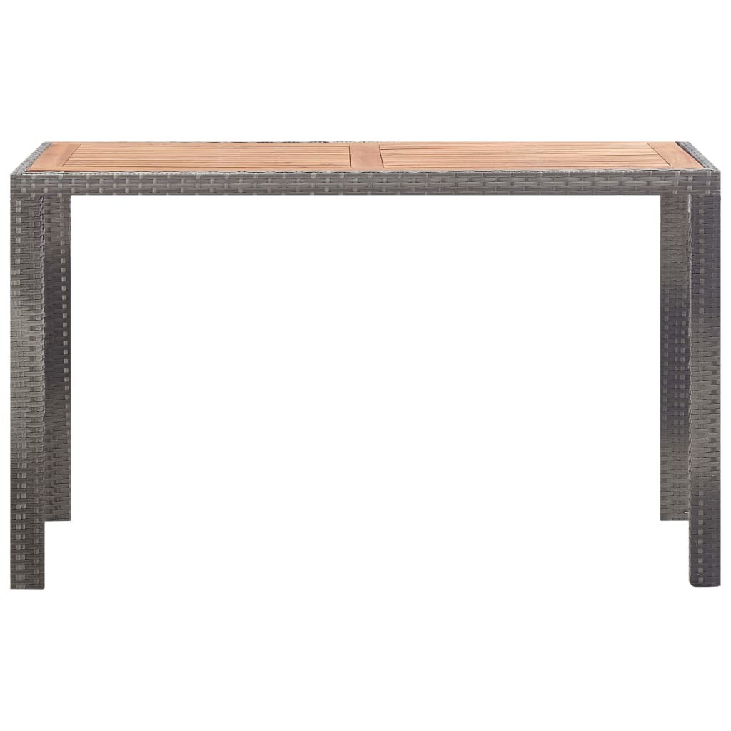 5-tlg. Garten-Essgruppe Poly Rattan Akazie Massivholz Anthrazit