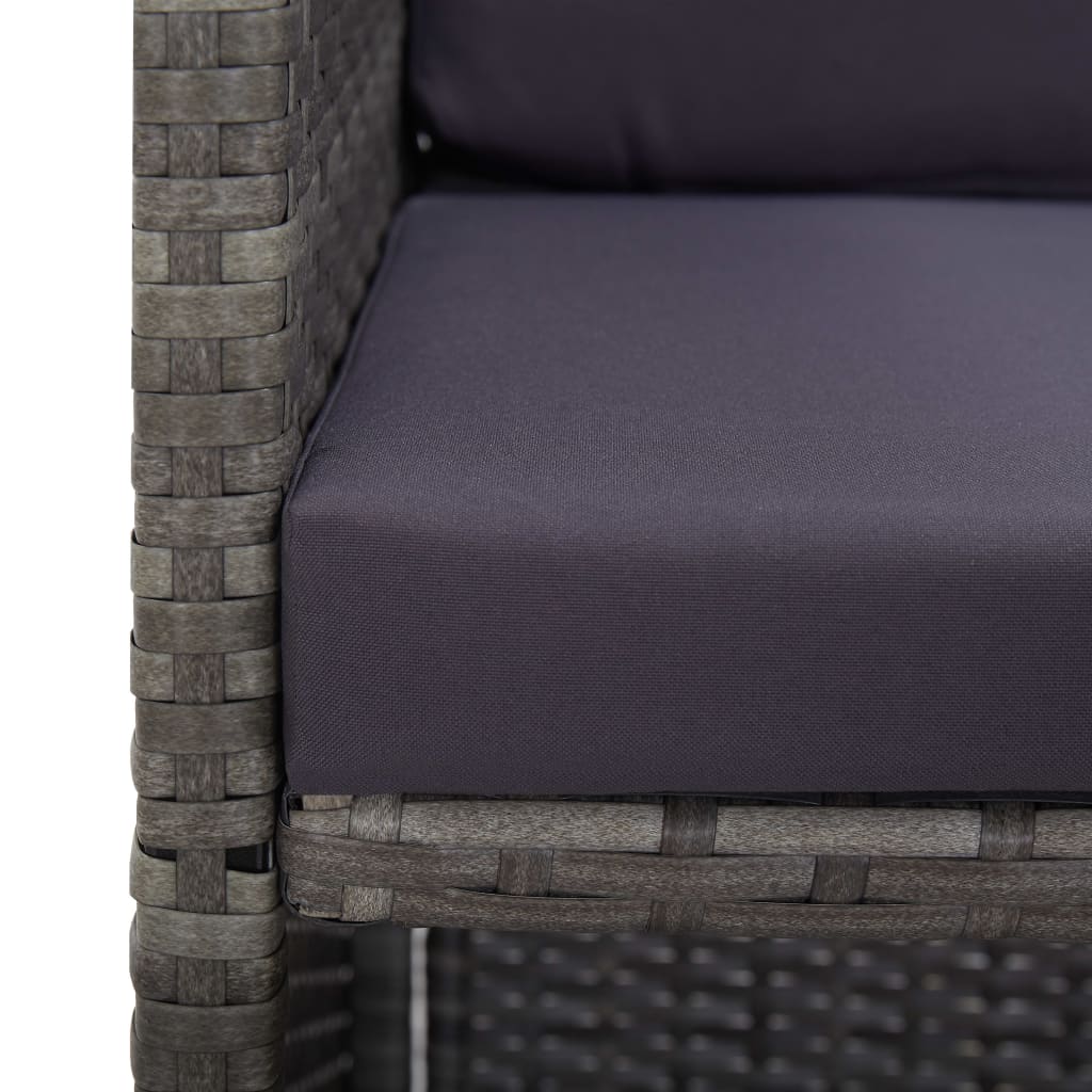 5-tlg. Garten-Essgruppe Poly Rattan Akazie Massivholz Anthrazit
