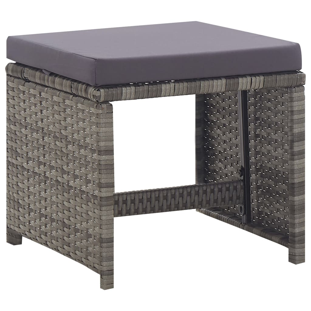 5-tlg. Garten-Essgruppe Poly Rattan Akazie Massivholz Anthrazit