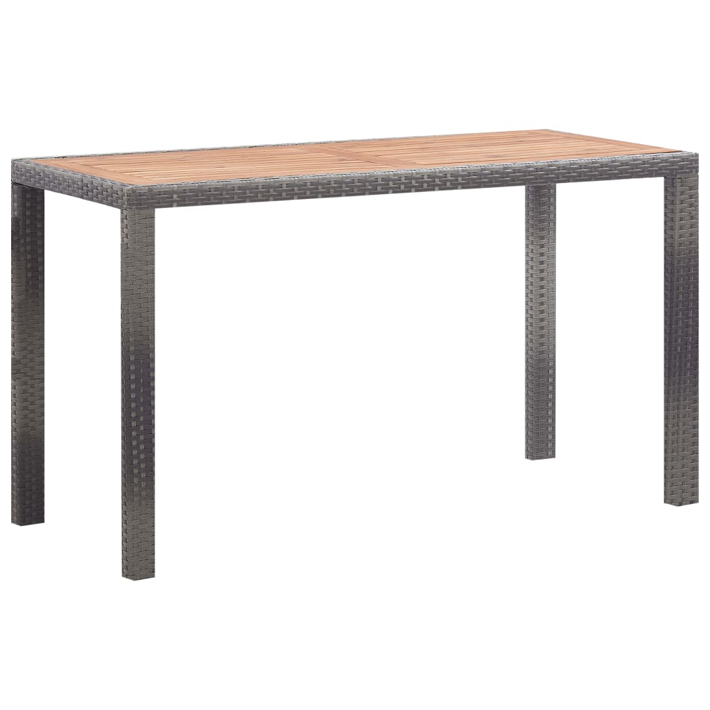 5-tlg. Garten-Essgruppe Poly Rattan Akazie Massivholz Anthrazit