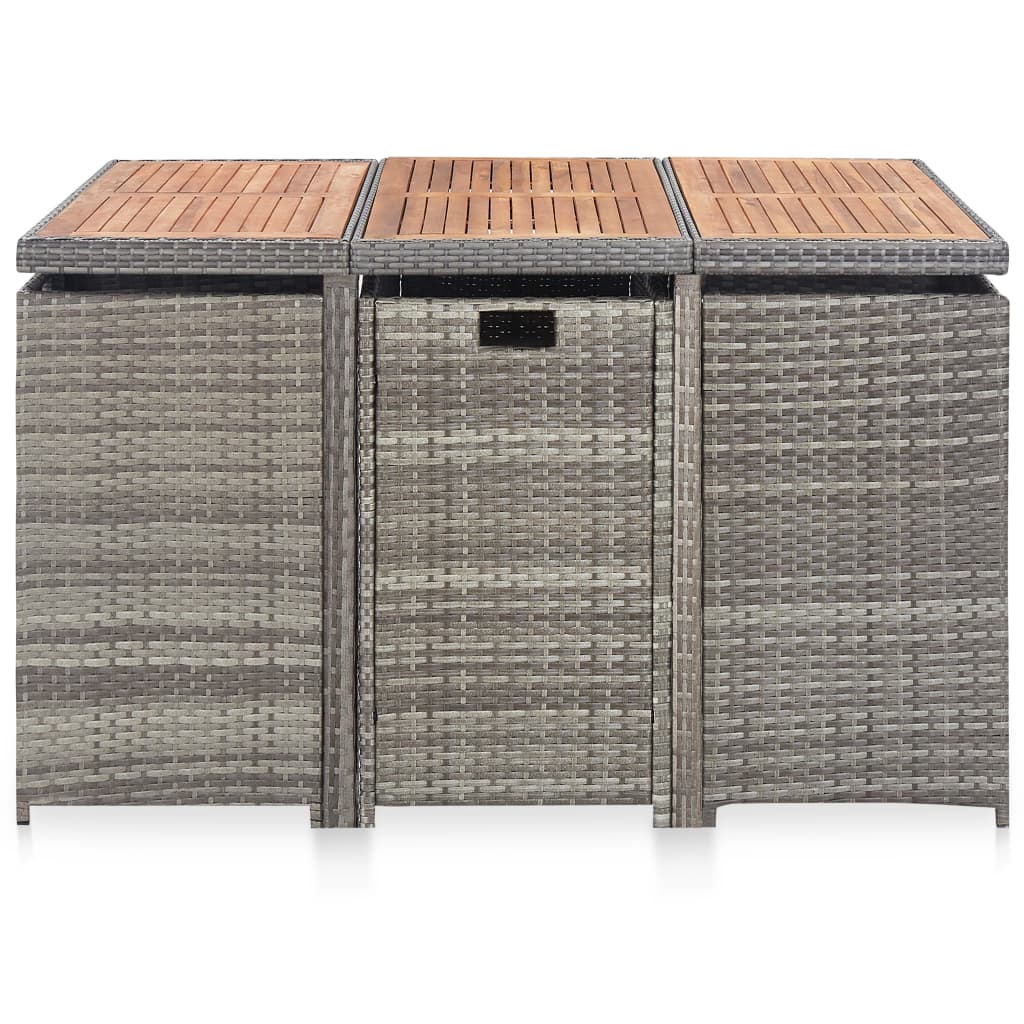 11-tlg. Garten-Essgruppe Poly Rattan Akazienholz Anthrazit