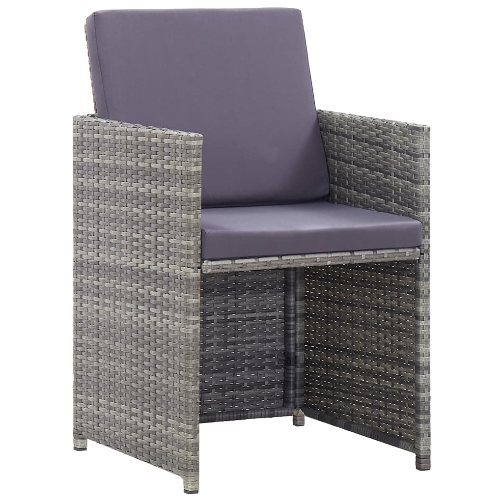 11-tlg. Garten-Essgruppe Poly Rattan Akazienholz Anthrazit