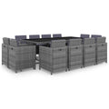 13-tlg. Garten-Essgruppe mit Auflagen Poly Rattan Anthrazit
