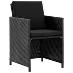 5-tlg. Garten-Essgruppe mit Auflagen Poly Rattan Schwarz