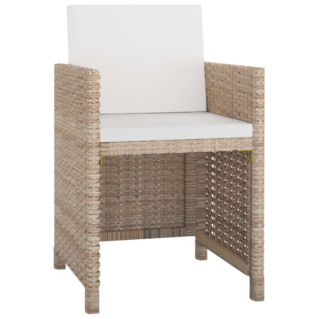 5-tlg. Garten-Essgruppe mit Auflagen Poly Rattan Beige