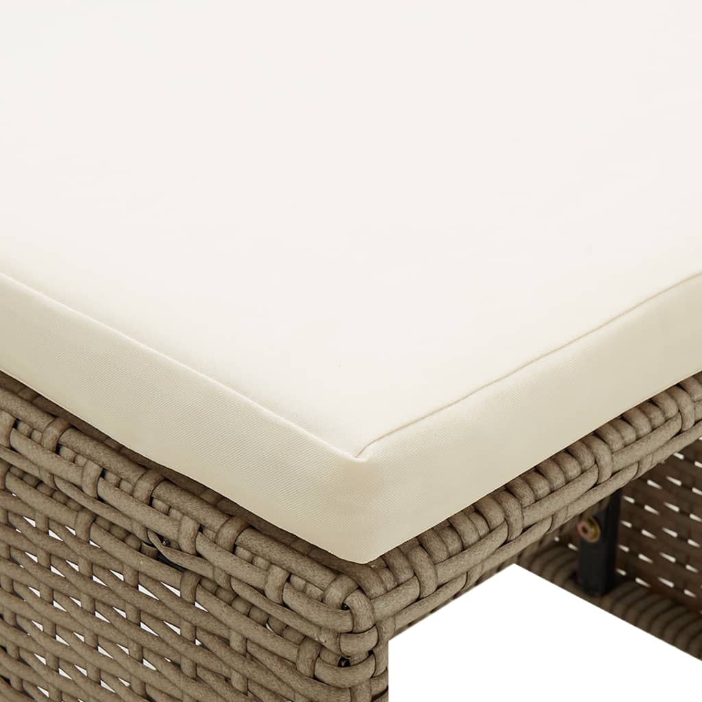 Gartenhocker 2 Stk. mit Sitzkissen Poly Rattan Beige
