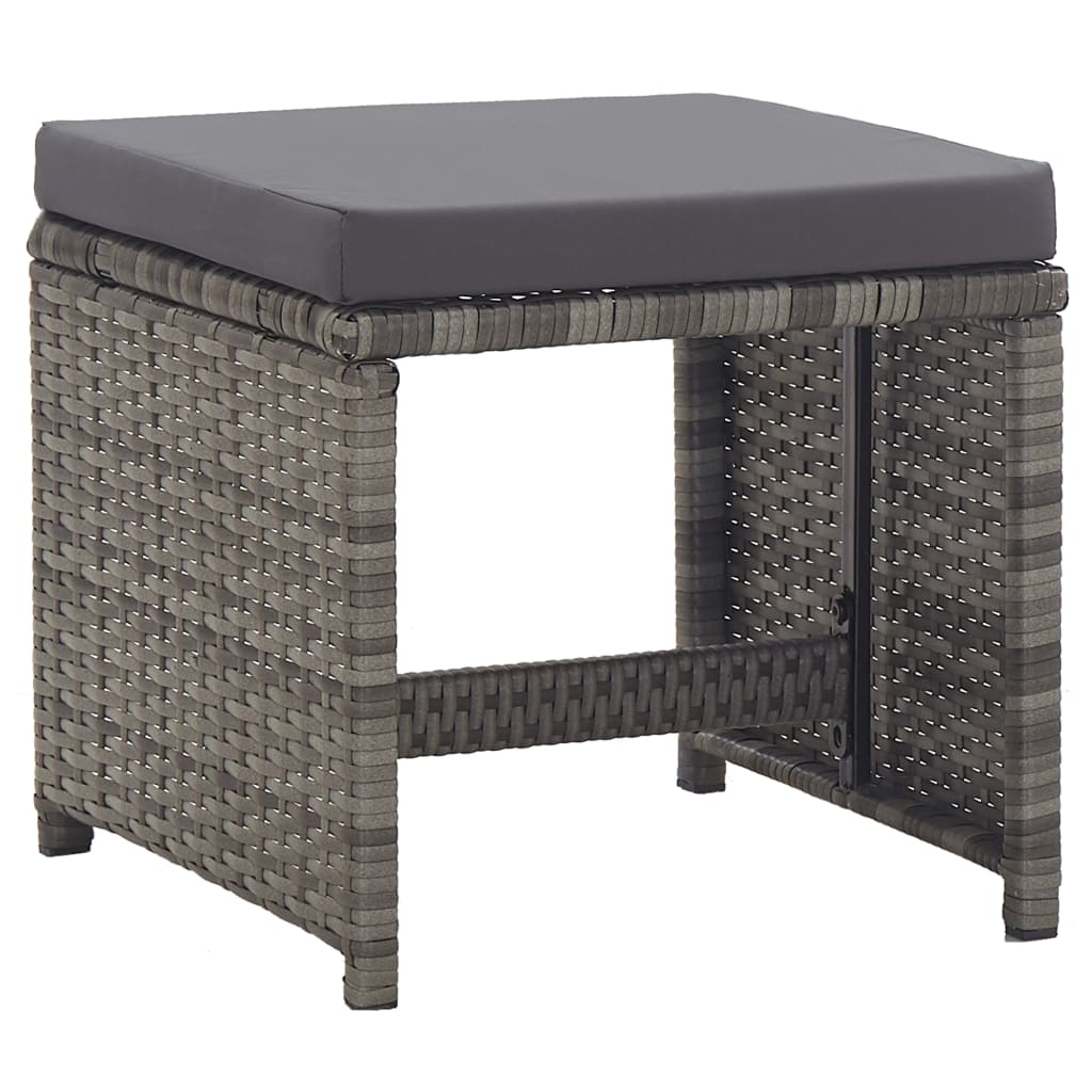 Gartenhocker 2 Stk. mit Sitzkissen Poly Rattan Anthrazit