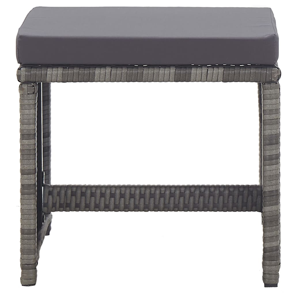 Gartenhocker 2 Stk. mit Sitzkissen Poly Rattan Anthrazit