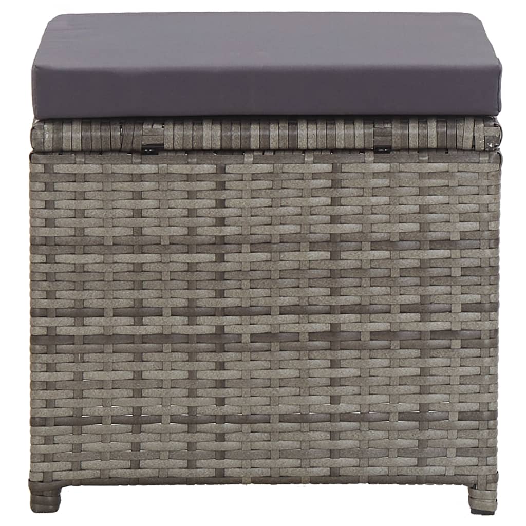Gartenhocker 2 Stk. mit Sitzkissen Poly Rattan Anthrazit
