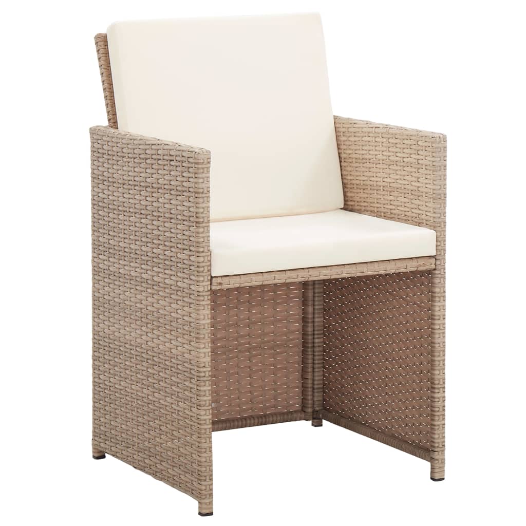 17-tlg. Garten-Essgruppe mit Auflagen Poly Rattan Beige