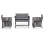 4-tlg. Garten-Lounge-Set mit Auflage Poly Rattan Anthrazit