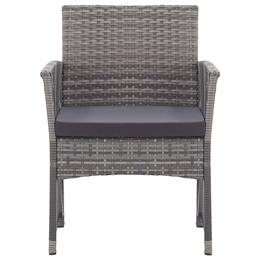 Gartensessel mit Sitzkissen 2 Stk. Anthrazit Poly Rattan