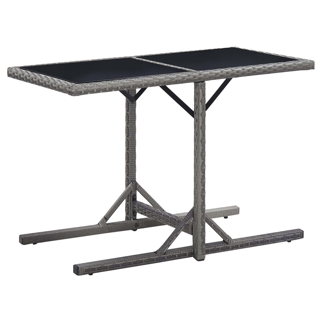 Gartentisch Anthrazit 110x53x72 cm Glas und Poly Rattan