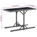 Gartentisch Anthrazit 110x53x72 cm Glas und Poly Rattan