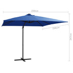 Ampelschirm mit LED-Beleuchtung Stahl-Mast 250x250 cm Azurblau