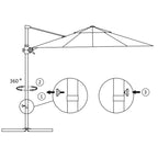 Ampelschirm mit Stahl-Mast 300 cm Azurblau