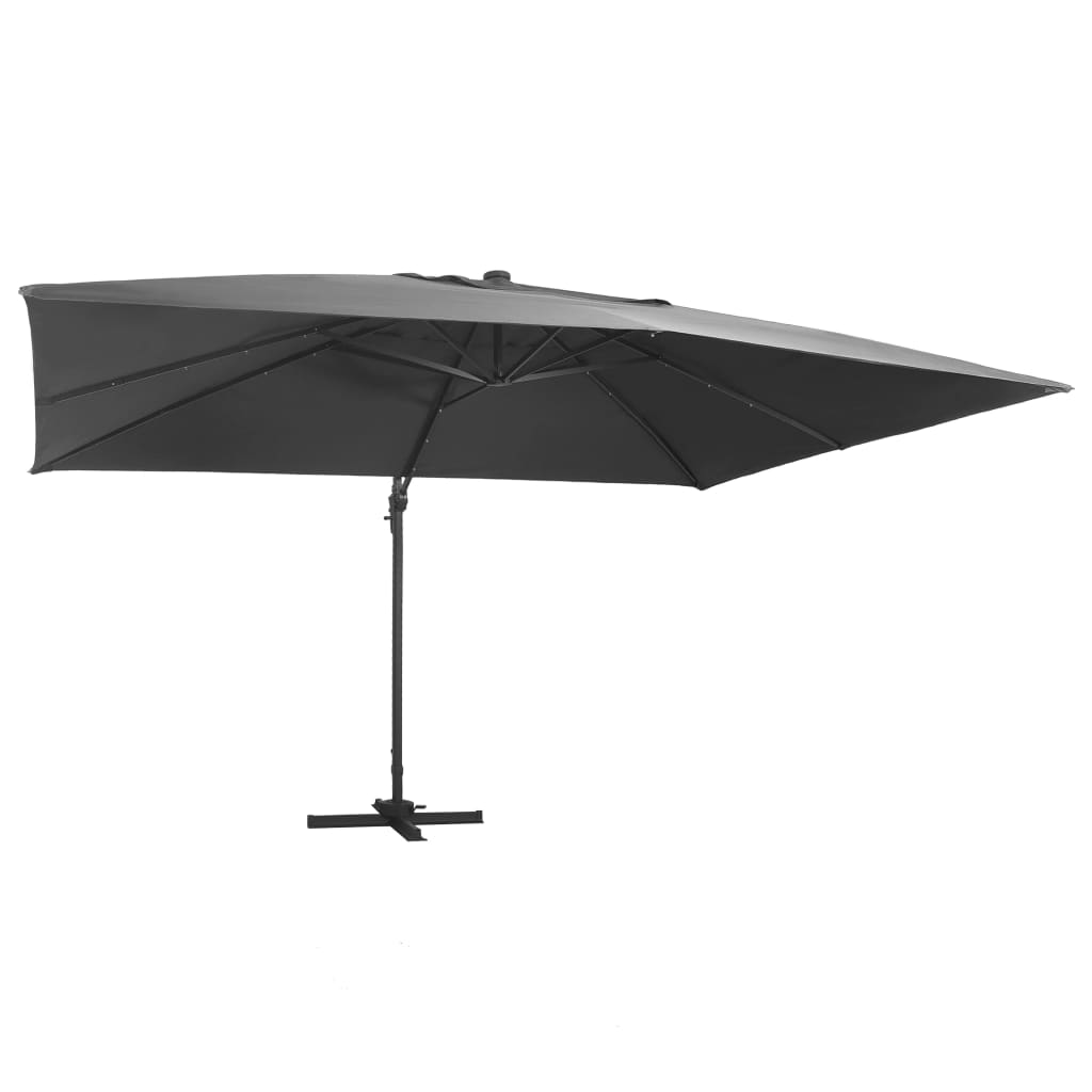 Ampelschirm mit LED-Beleuchtung Alu-Mast 400x300 cm Anthrazit