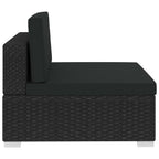 4-tlg. Garten-Sofagarnitur mit Auflagen Poly Rattan Schwarz