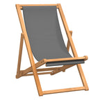 Strandstuhl Klappbar Massivholz Teak Grau