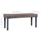 Sitzbank 110 cm Grau Natur Kubu-Rattan und Massivholz Mahagoni