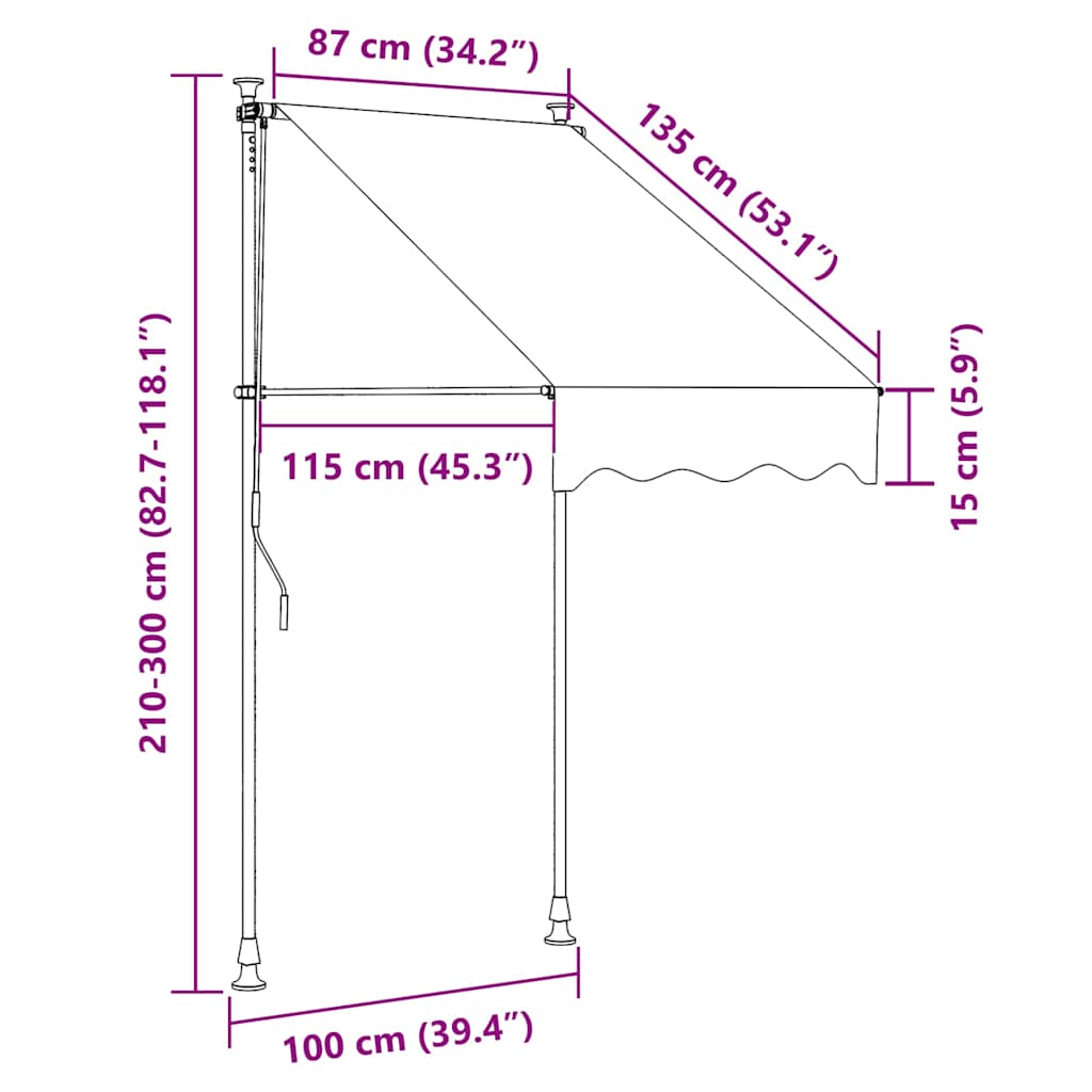 Einziehbare Markise Handbetrieben 100 cm Orange und Braun