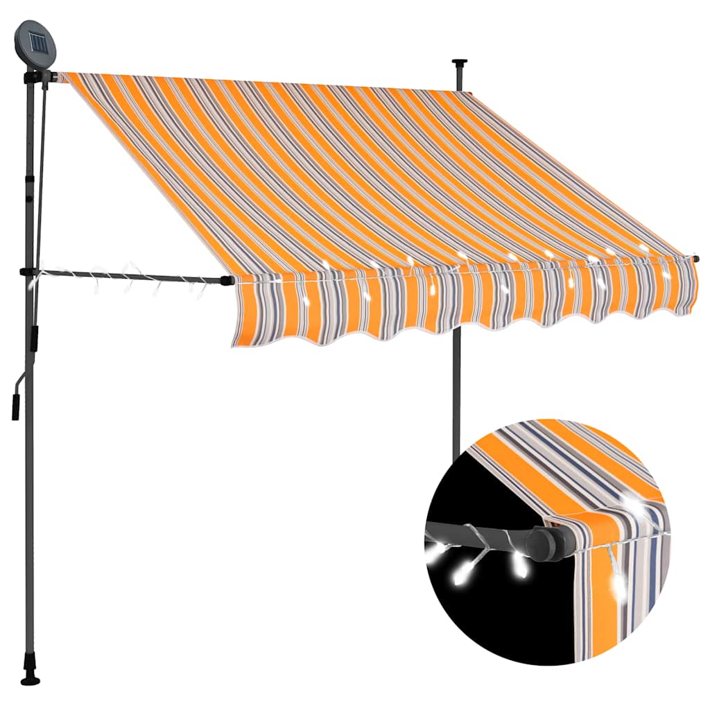 Einziehbare Markise Handbetrieben mit LED 100 cm Gelb und Blau