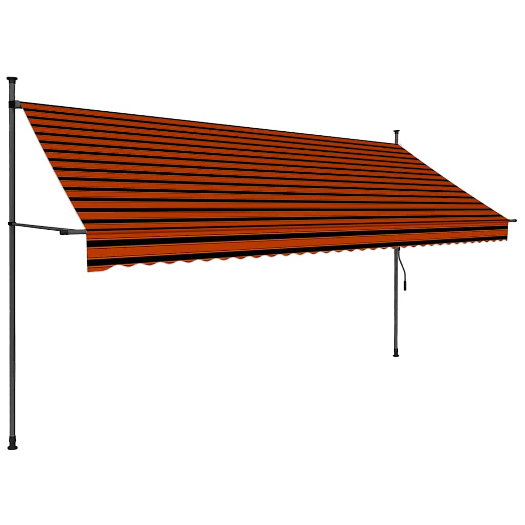 Einziehbare Markise Handbetrieben mit LED 350 cm Orange Braun