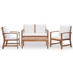 4-tlg. Garten-Lounge-Set mit Auflagen Massivholz Akazie