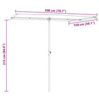 Sonnenschirm mit Aluminium-Mast 2x1,5 m Anthrazit