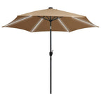 Sonnenschirm mit LED-Beleuchtung und Alu-Mast 300 cm Taupe