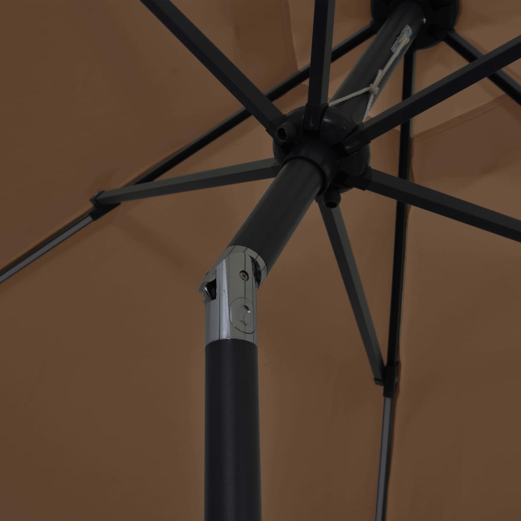 Sonnenschirm mit LED-Beleuchtung und Alu-Mast 300 cm Taupe
