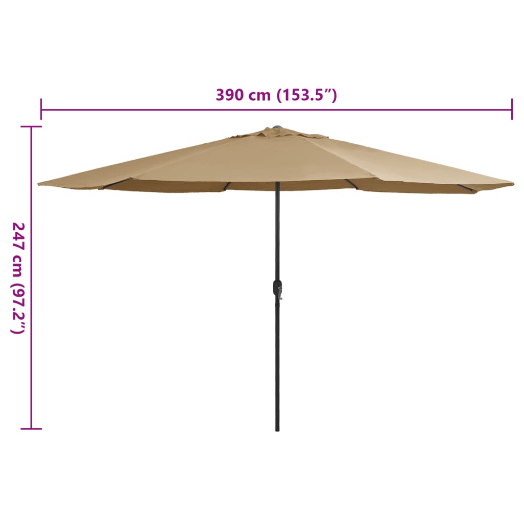 Sonnenschirm mit Metall-Mast 390 cm Taupe